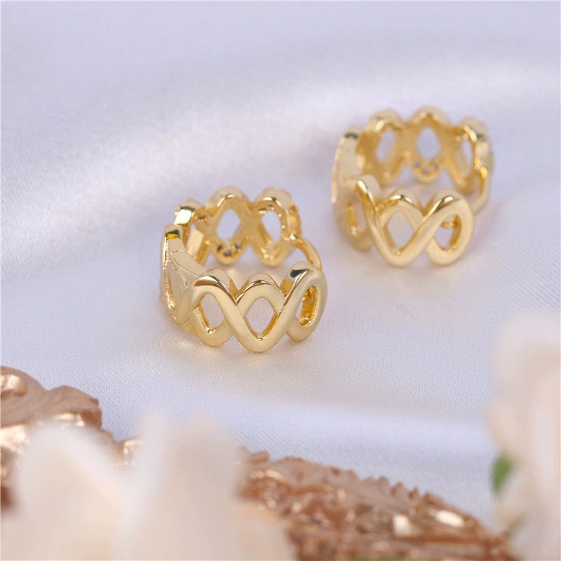 Zirconia-set French brass earrings