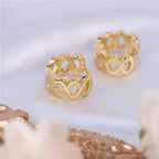 Zirconia-set French brass earrings
