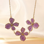 Oil-drop flower elegant stainless steel necklace and bracelet