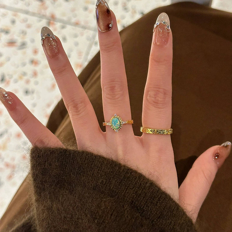 Sapphire Opal High-Grade Copper Alloy Ring