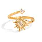 Sunflower Zircon Stainless Steel Ring