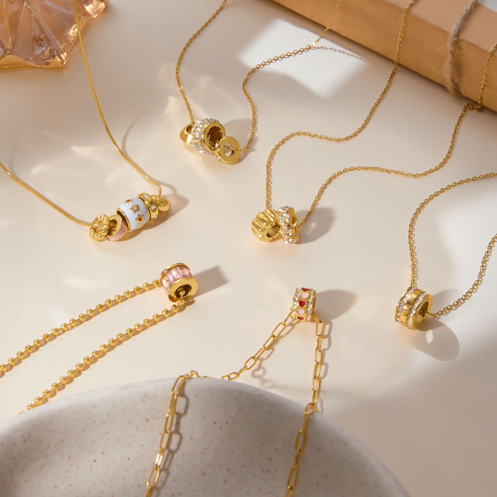 Slim Waist Lucky Bead Stainless Steel Necklace