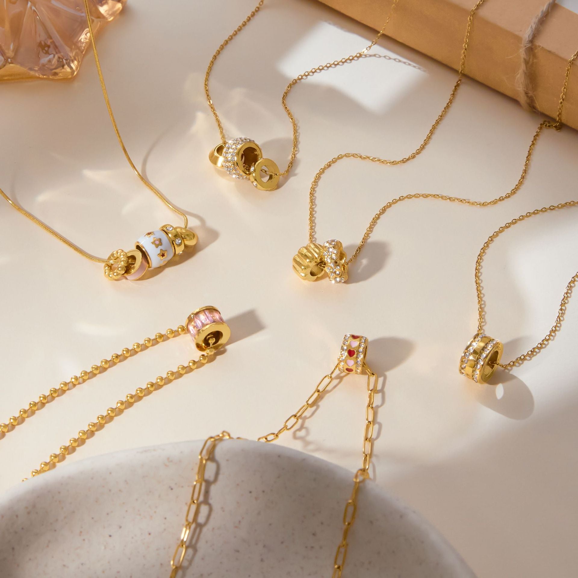 Slim Waist Lucky Bead Stainless Steel Necklace