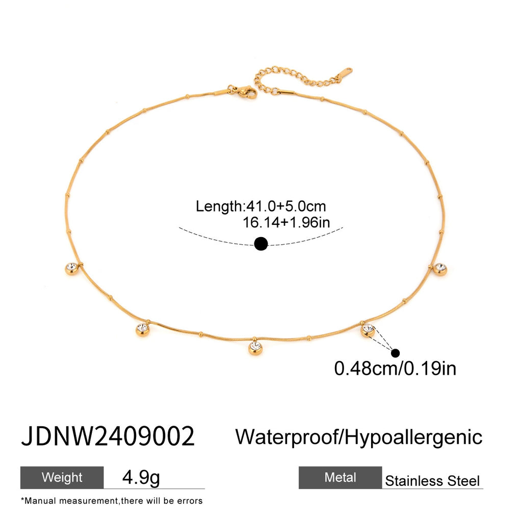 18K stainless steel zircon stacked necklace that won't fade