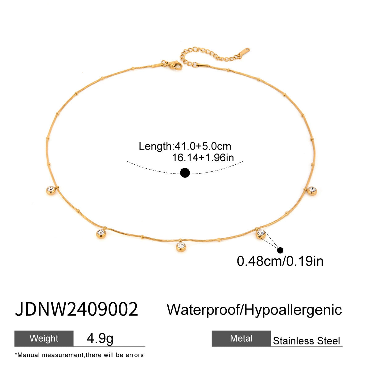 18K stainless steel zircon stacked necklace that won't fade