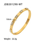 Zircon colorfast, luxurious and high-end stainless steel open bangle.
