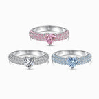 925 Silver Sweet Rainbow Barbie Heart Zircon Ring