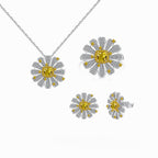 925 Sterling Silver Daisy Sunflower Full Diamond Set