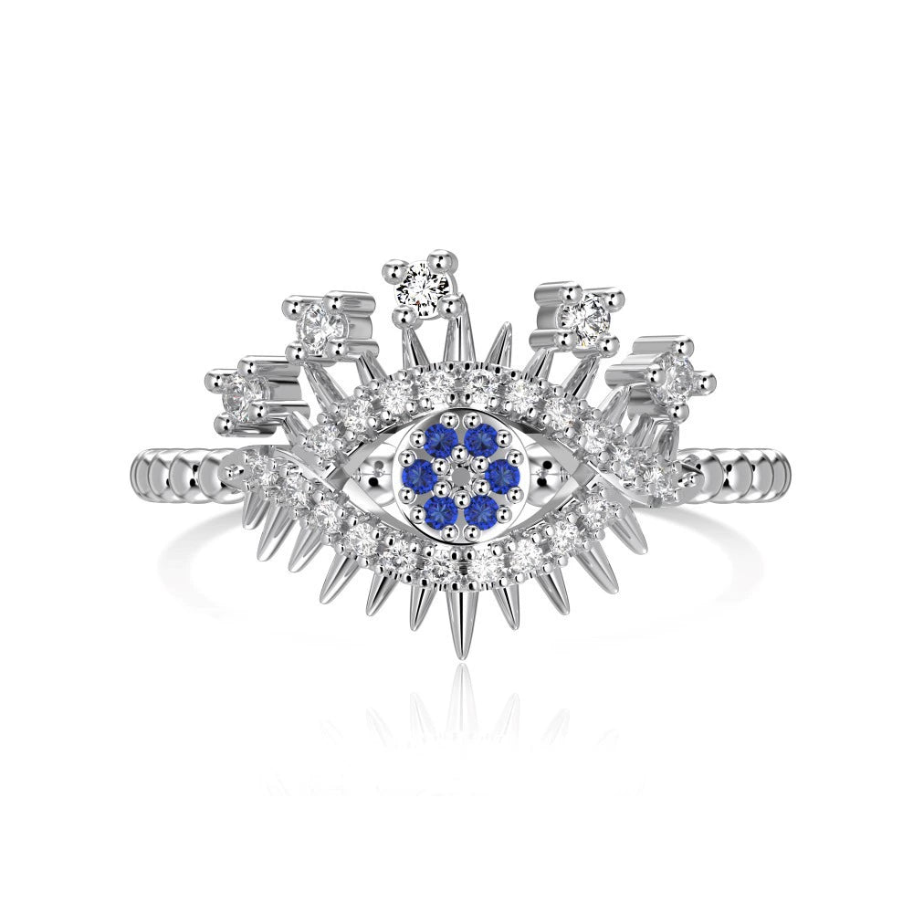 S925 Silver Evil Eye Blue Zircon Inlaid Set