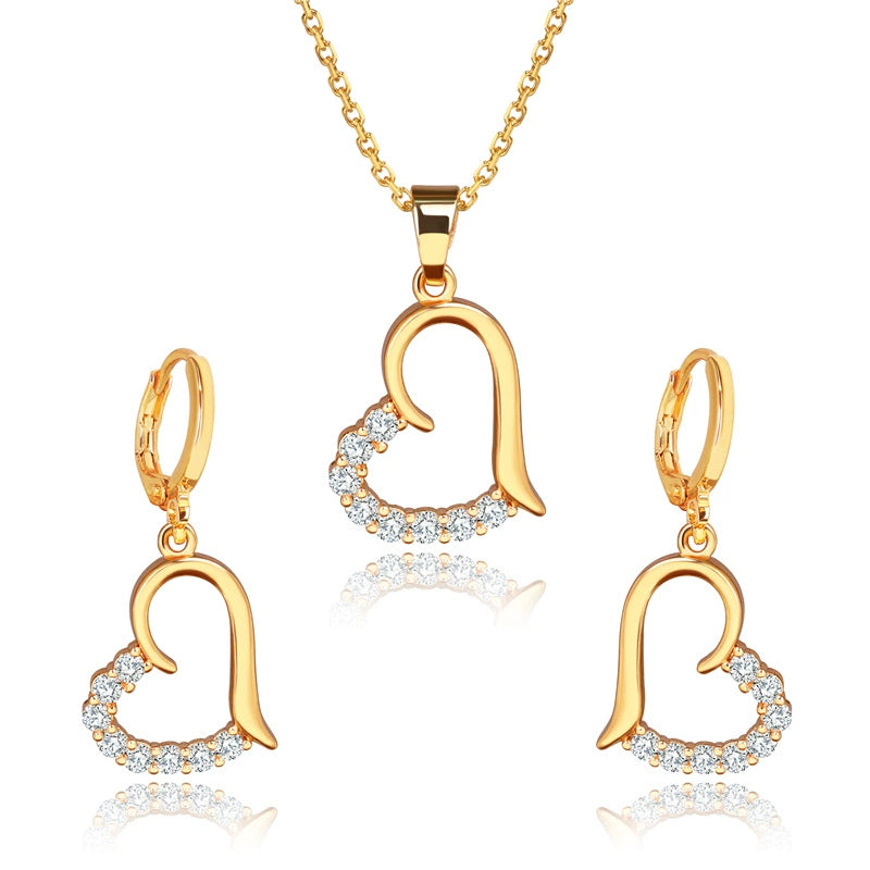 Zircon Colored Crystal Heart-Shaped Zircon Set
