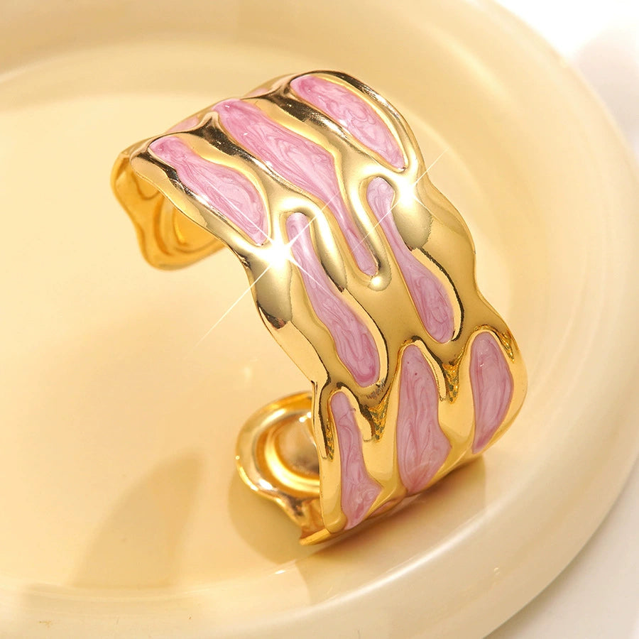 Oil-drop style versatile stainless steel open bracelet