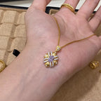 紫荆花缎带紫锆石铜合金套装