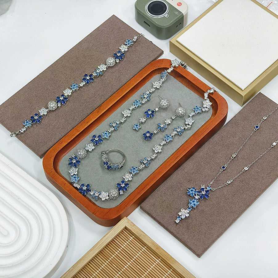 仲夏夜之梦海蓝宝花朵铜合金套装