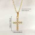 Micro-Paved Zircon Stainless Steel Cross Necklace Pendant