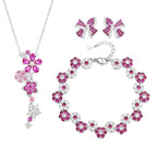 Red Corundum Zircon Flower Copper Alloy Set