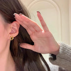 Radl oval tiger's eye gold-plated copper alloy earrings