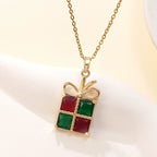 Christmas Tree Stainless Steel Micro-Inlaid Zircon Necklace