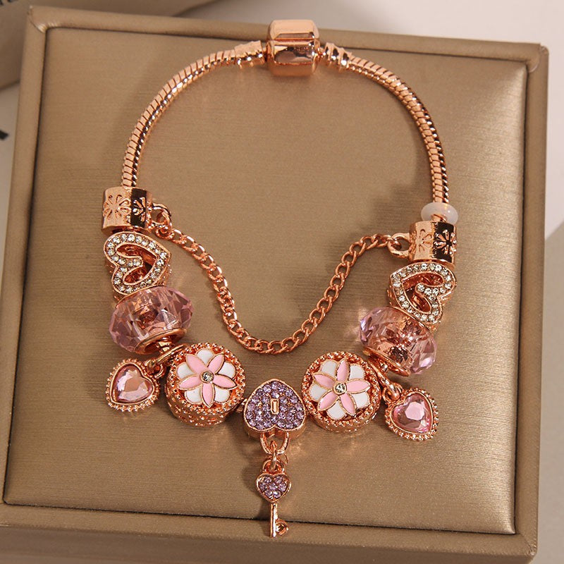 Vintage Rose Gold Series Glass Alloy Bracelet