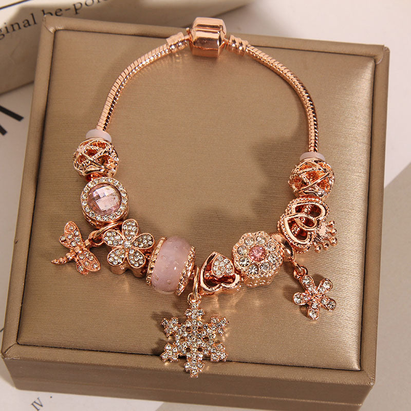 Vintage Rose Gold Series Glass Alloy Bracelet