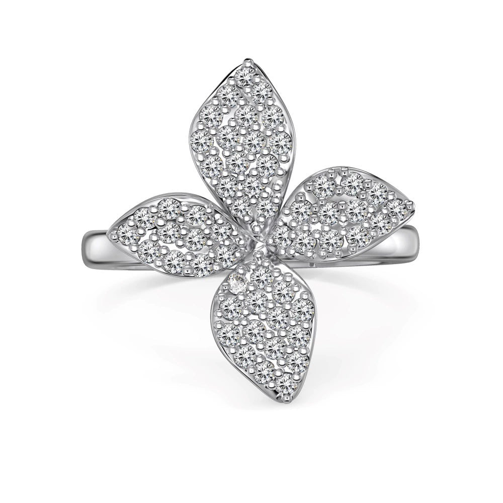 925 Silver Flower Butterfly Full Diamond Three-Piece Set