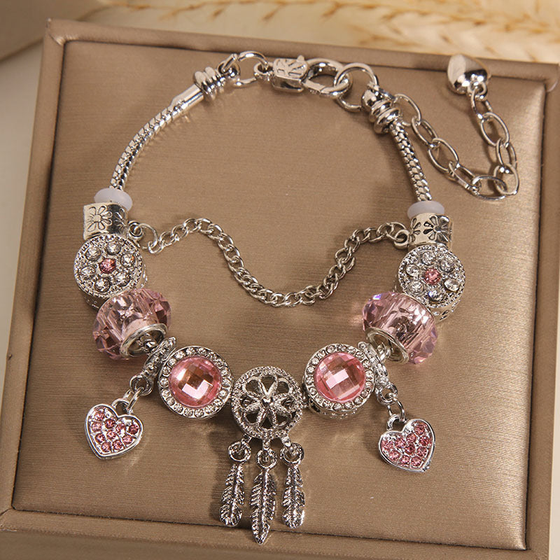Vintage Dreamcatcher Heart Pendant Alloy Bracelet