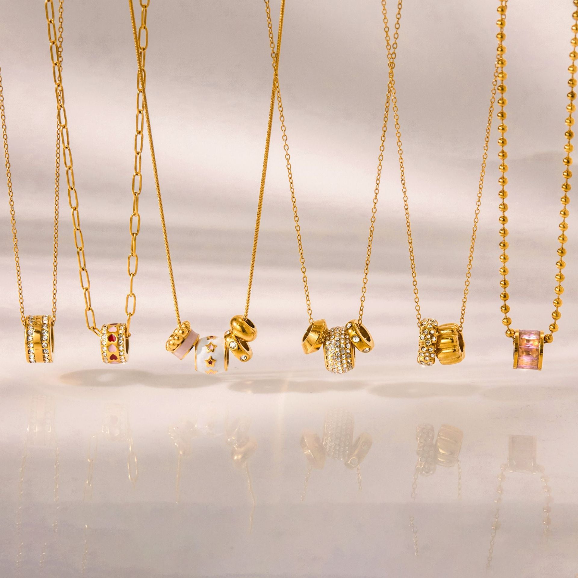 Slim Waist Lucky Bead Stainless Steel Necklace