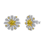 925 Sterling Silver Daisy Sunflower Full Diamond Set