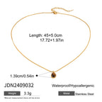 Pearl Tiger Eye Colorfast Stainless Steel Clavicle Necklace