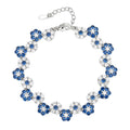 Blue Point Crystal Zircon Flower Full Diamond Copper Alloy Set