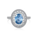 925 Silver Aquamarine Zircon Diamond Set