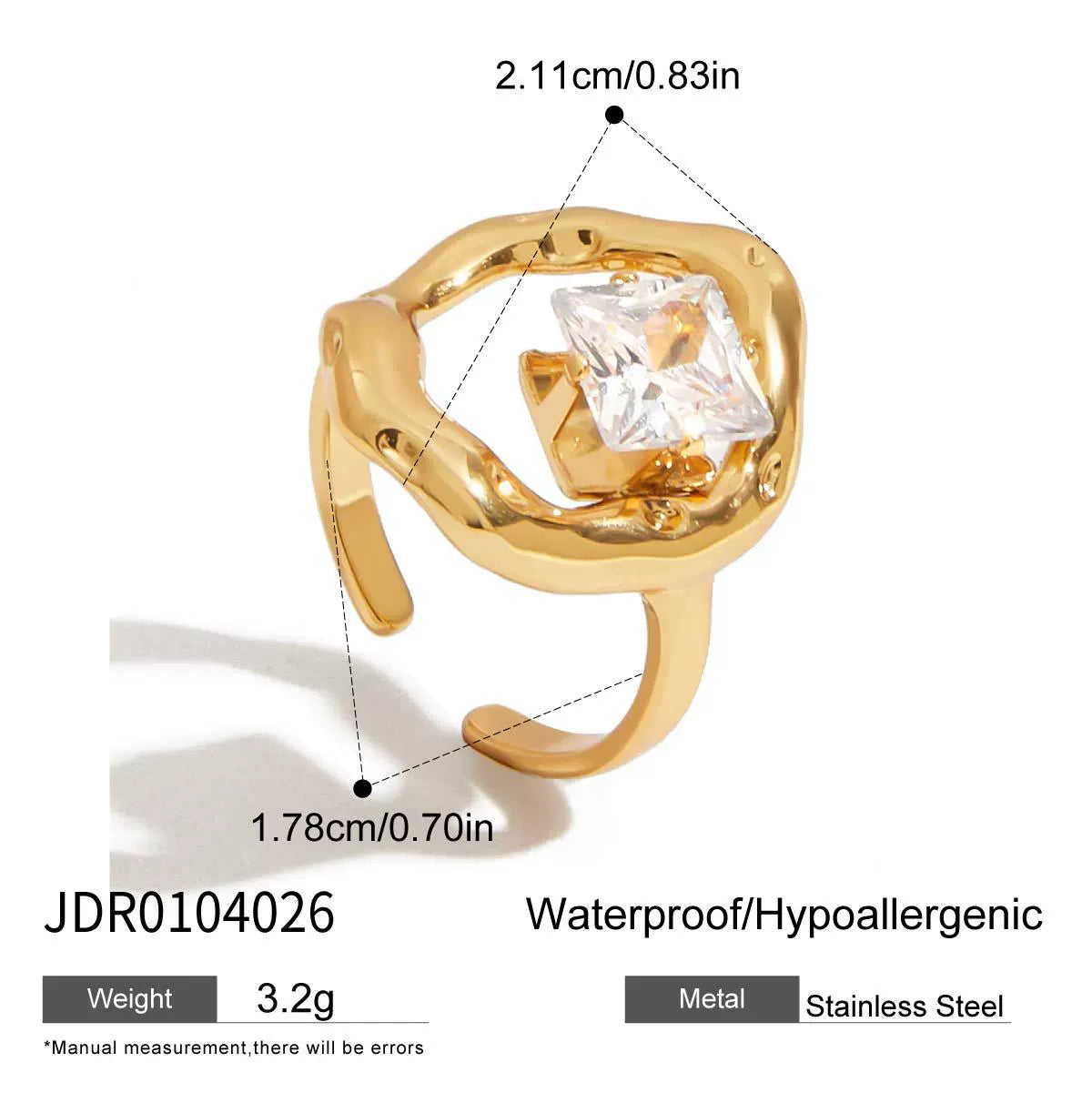 Zircon stainless steel non-fading ring