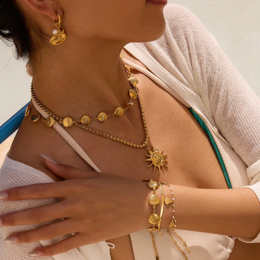 Ocean-themed stainless steel non-fading necklace