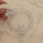 Natural rose quartz full zircon bow snowflake bracelet