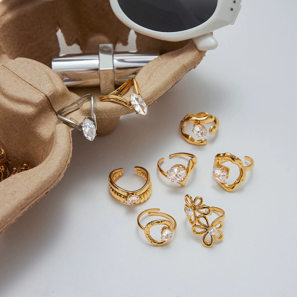 Zircon stainless steel non-fading ring