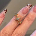 Cross Tail Flower Tail Moissanite Copper Alloy Ring