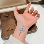 925银海洋之心满钻椭圆天然海蓝宝吊坠