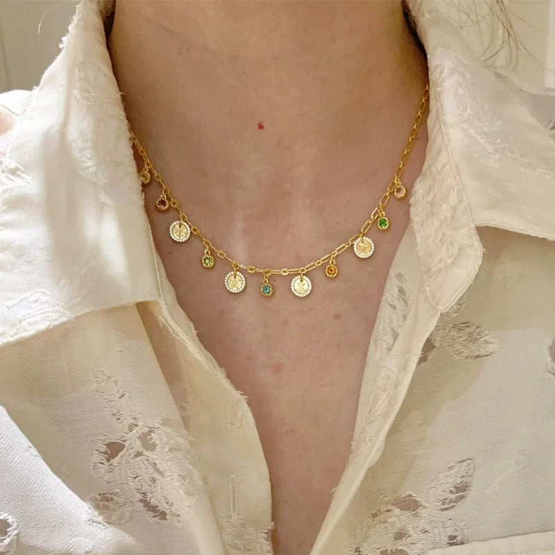 Rainbow Tourmaline Copper Alloy Necklace