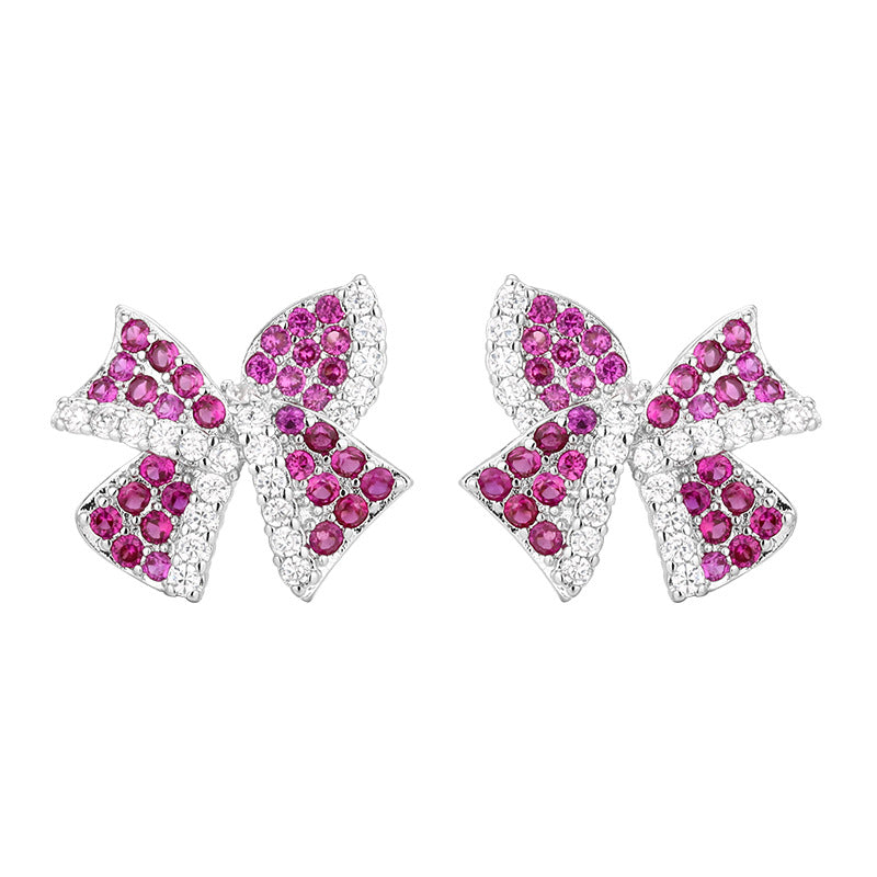 Red Corundum Zircon Flower Copper Alloy Set