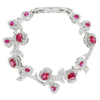Red sapphire zircon inlaid with rose and camellia bracelet
