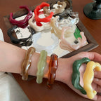 Acrylic Irregular Flower Shaped Geometric Open Bracelet