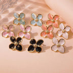 French retro glaze court style tulip petal stainless steel stud earrings