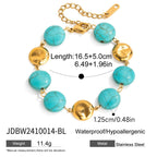 Turquoise Stainless Steel Pearl Ring Bracelet