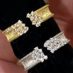 Brushed Starry Sky Irregular Diamond Pack Copper Alloy Ring