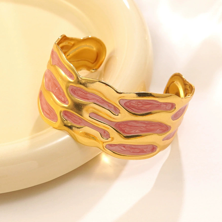 Oil-drop style versatile stainless steel open bracelet