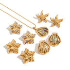 Colorful abalone shell stainless steel necklace and earrings