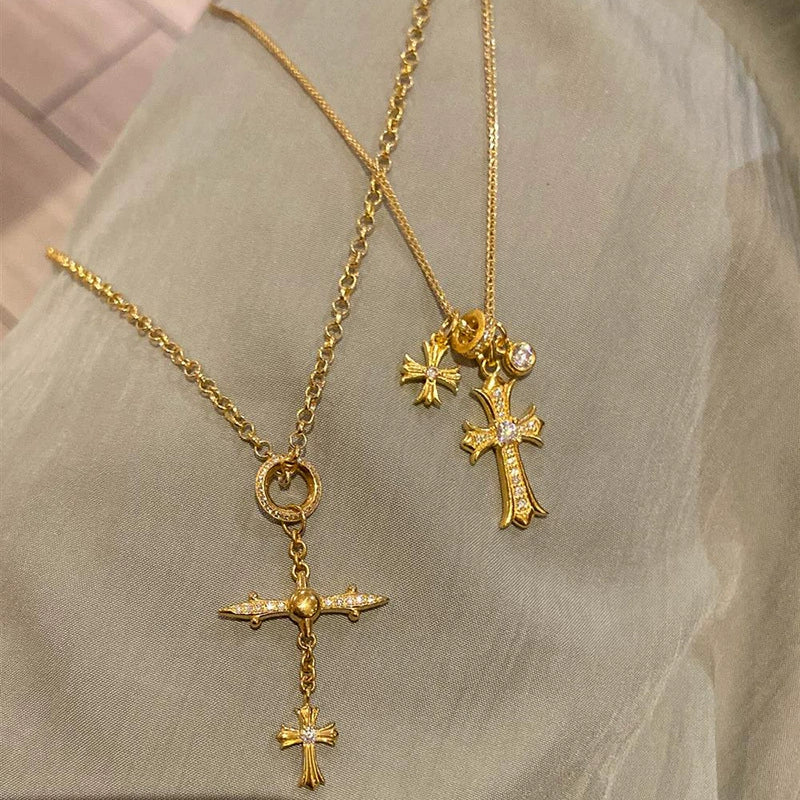 Fine-shine cross pendant copper alloy necklace