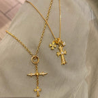 Fine-shine cross pendant copper alloy necklace