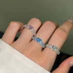 925 Silver Sweet Rainbow Barbie Heart Zircon Ring