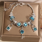 Vintage Aquamarine Series Glass Alloy Bracelet