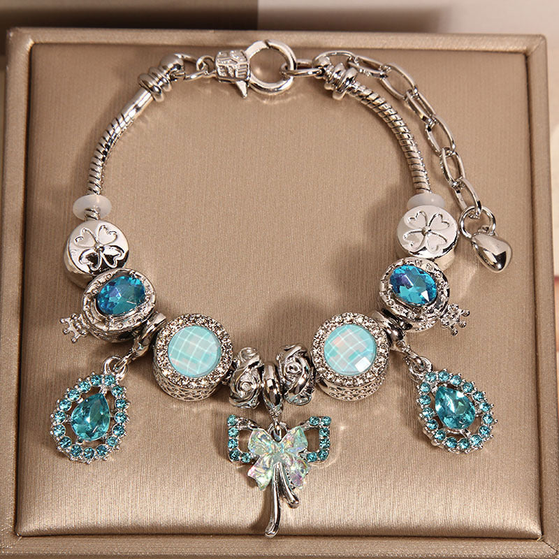 Vintage Sky Blue Series Glass Alloy Bracelet